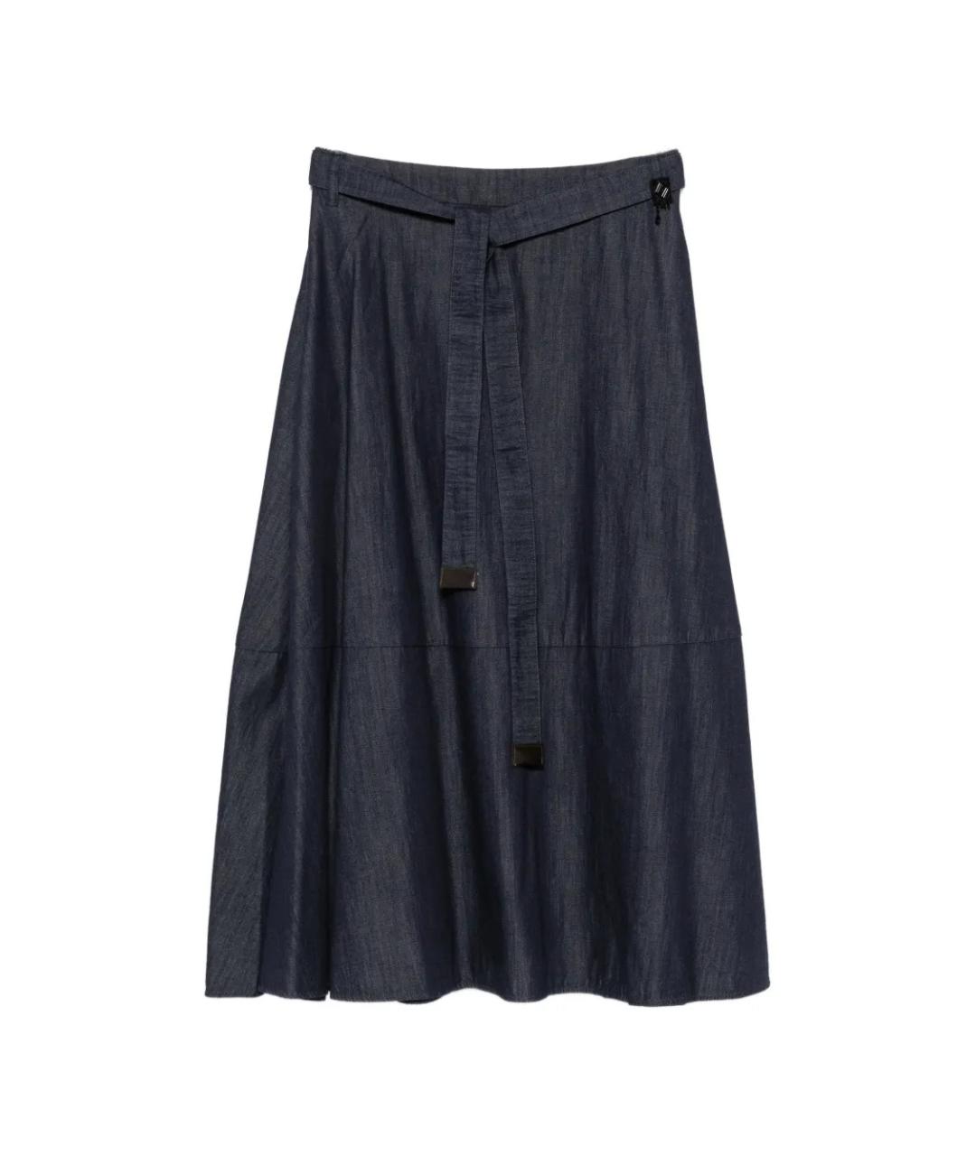 MAX MARA Синяя хлопковая юбка миди, фото 1