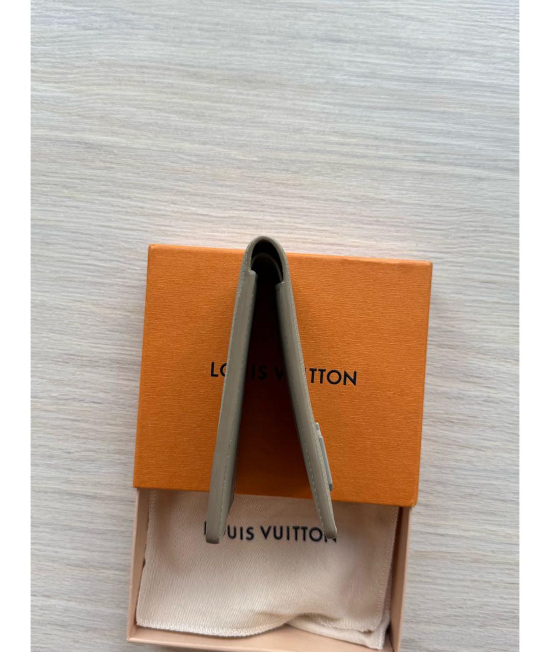 LOUIS VUITTON Бежевый кожаный кошелек, фото 6
