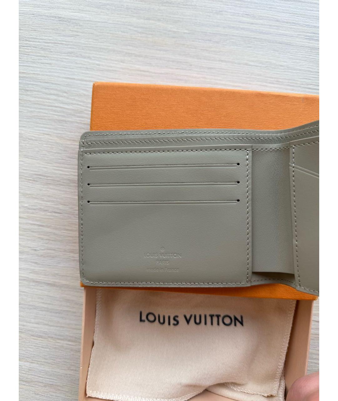 LOUIS VUITTON Бежевый кожаный кошелек, фото 4