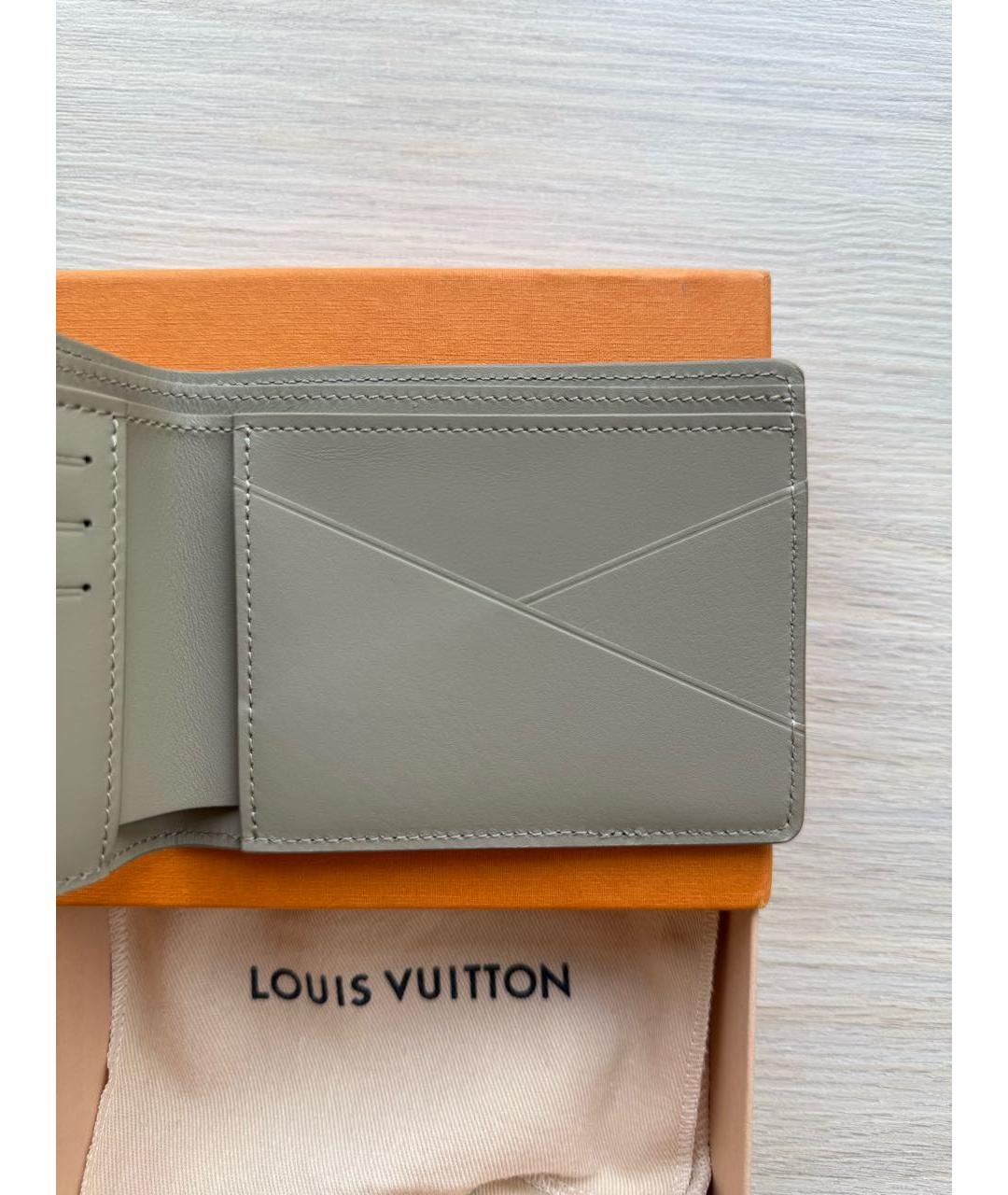 LOUIS VUITTON Бежевый кожаный кошелек, фото 5
