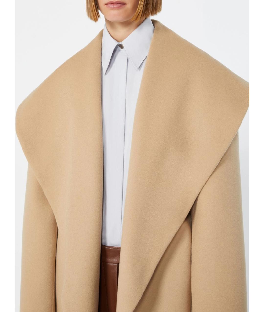 SPORTMAX Бежевое шерстяное пальто, фото 6