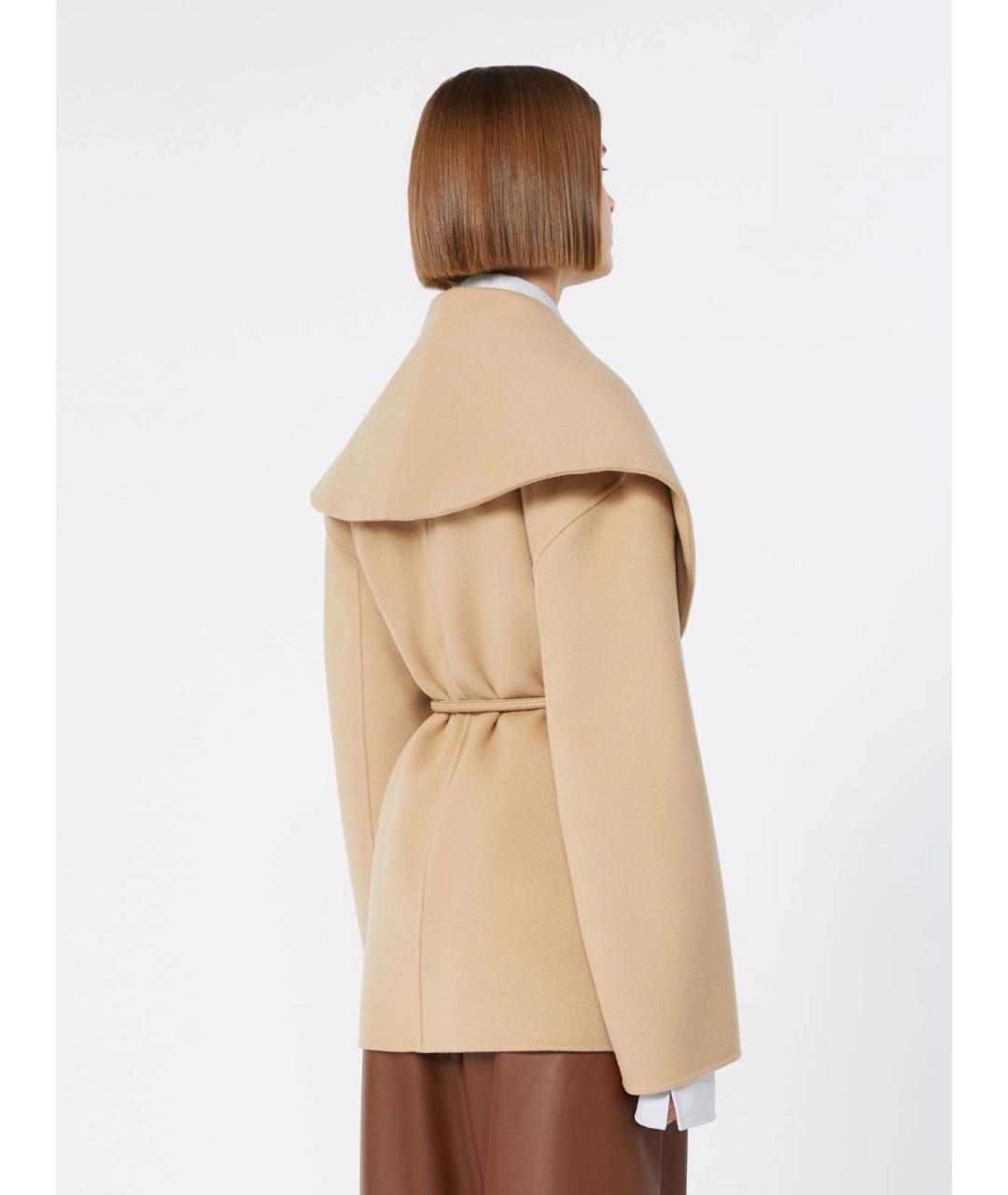 SPORTMAX Бежевое шерстяное пальто, фото 4