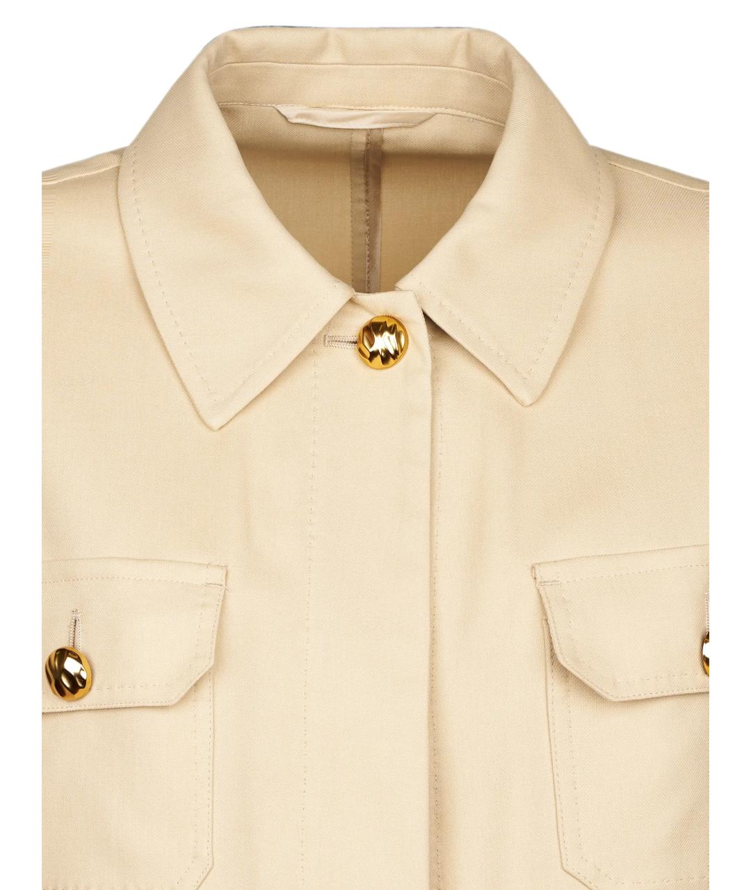 MAX MARA STUDIO Бежевая хлопковая куртка, фото 3