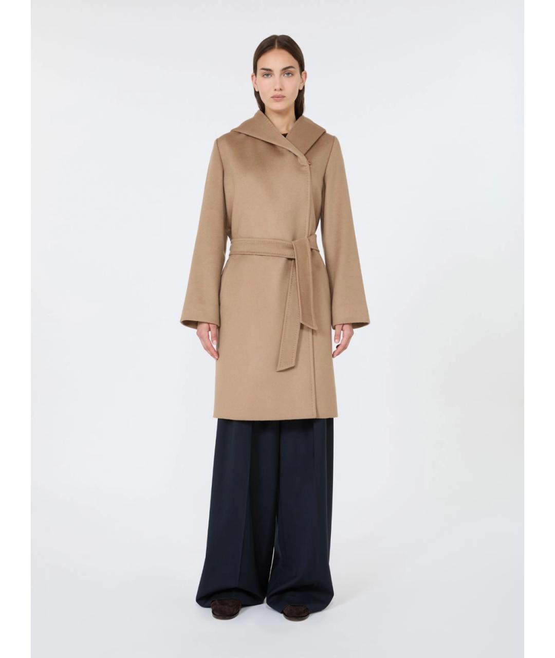 MAX MARA STUDIO Бежевое шерстяное пальто, фото 3