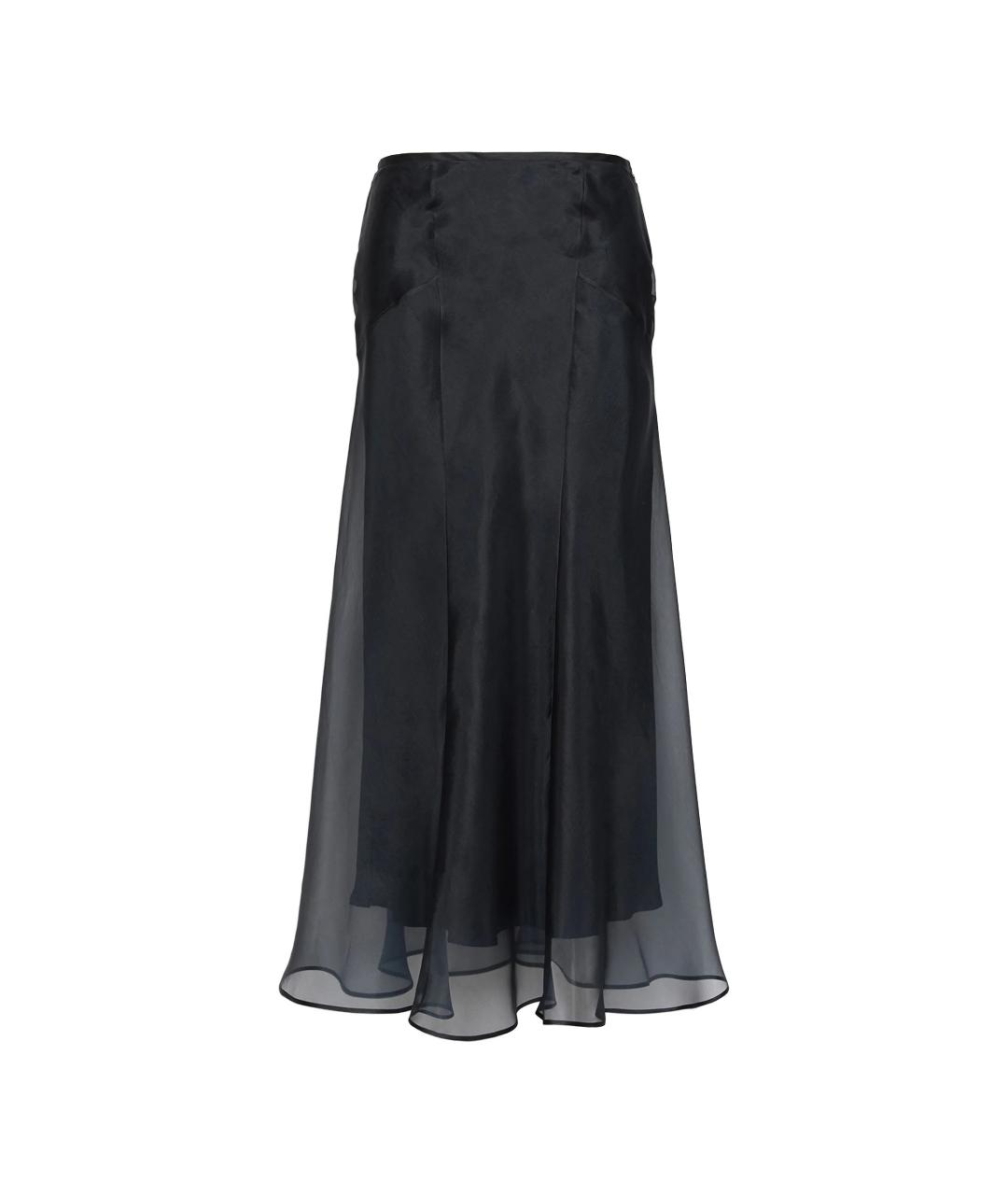 MAX MARA Синяя шелковая юбка миди, фото 1
