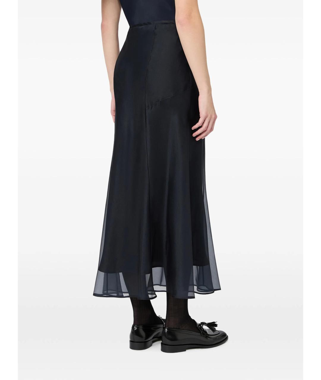 MAX MARA Синяя шелковая юбка миди, фото 3