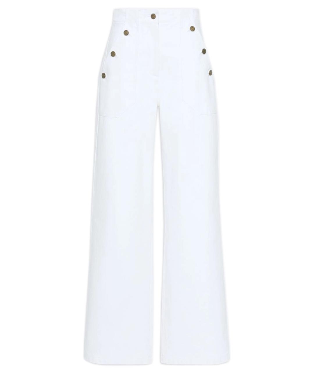 MAX MARA Белые хлопковые прямые брюки, фото 1