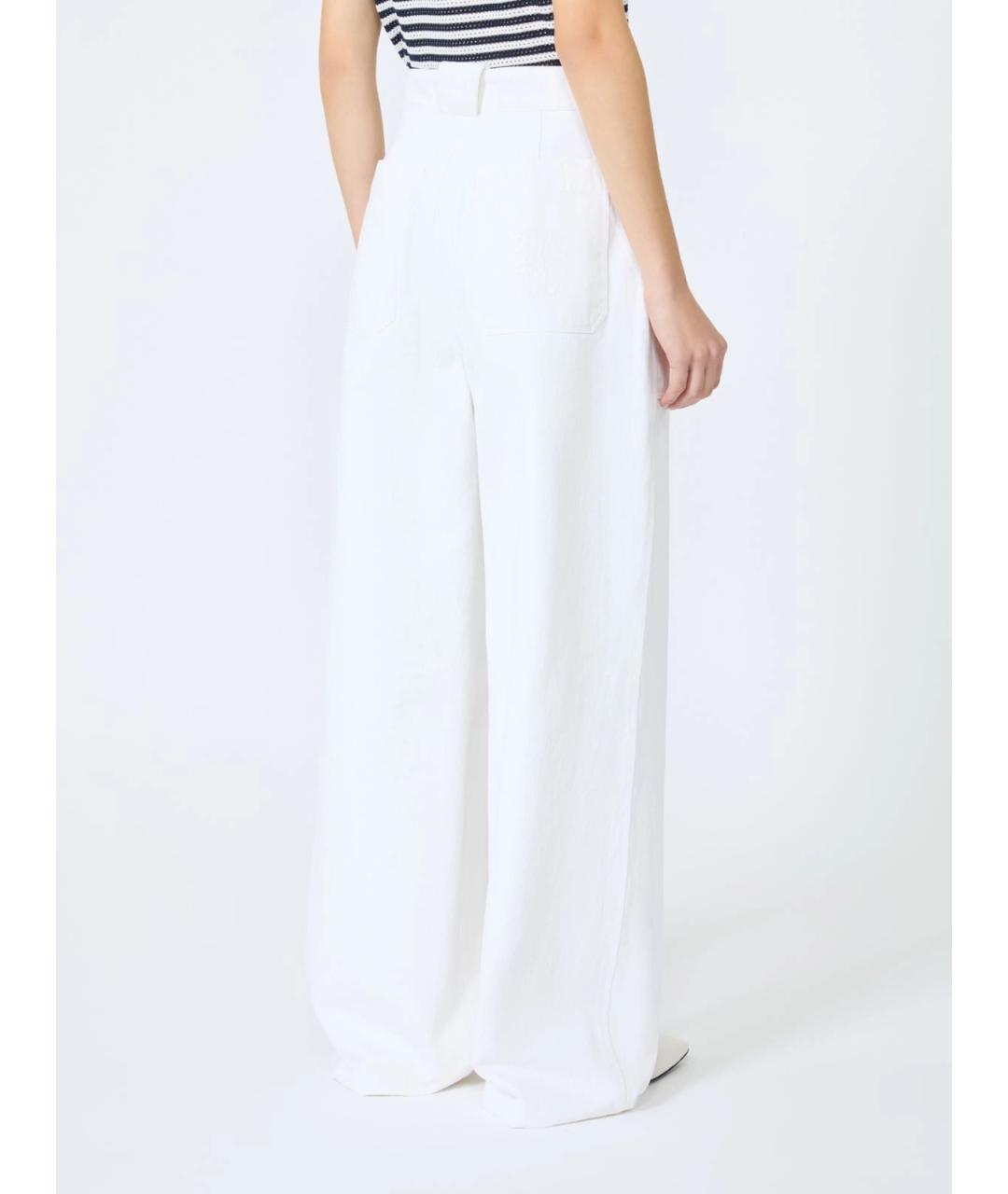 MAX MARA Белые хлопковые прямые брюки, фото 4
