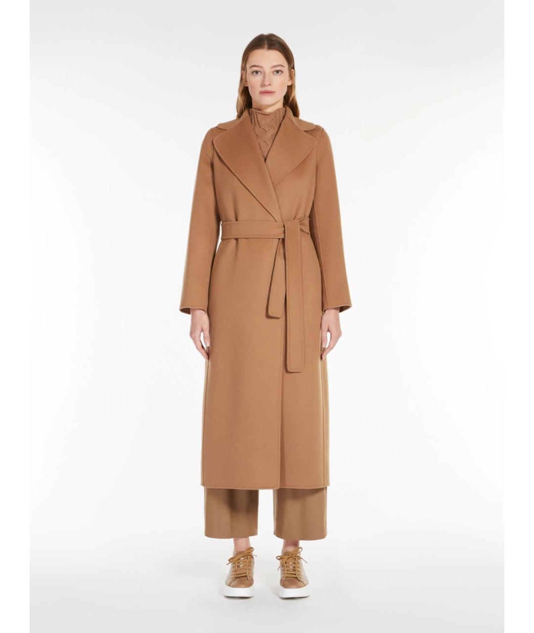 'S MAX MARA Коричневое шерстяное пальто, фото 3