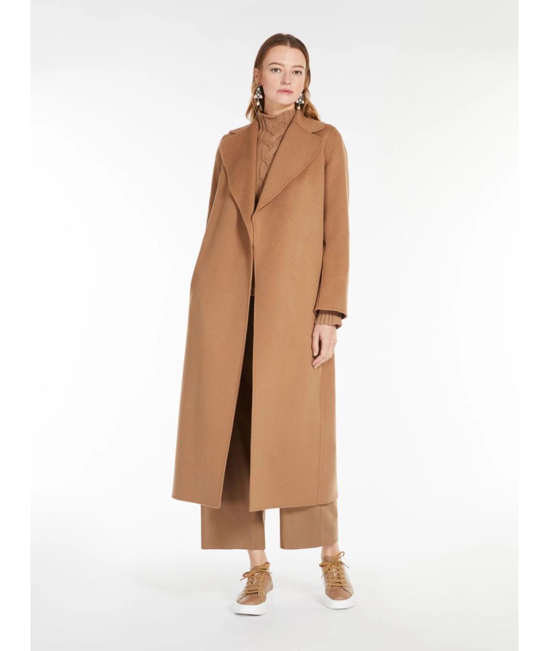 'S MAX MARA Коричневое шерстяное пальто, фото 2