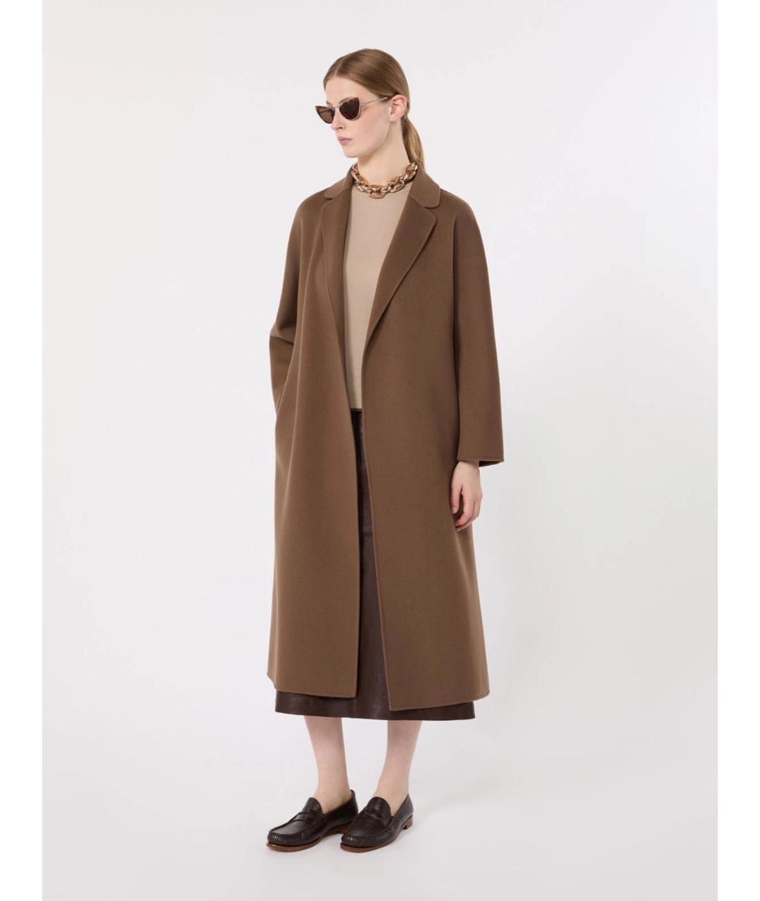 'S MAX MARA Коричневое шерстяное пальто, фото 2