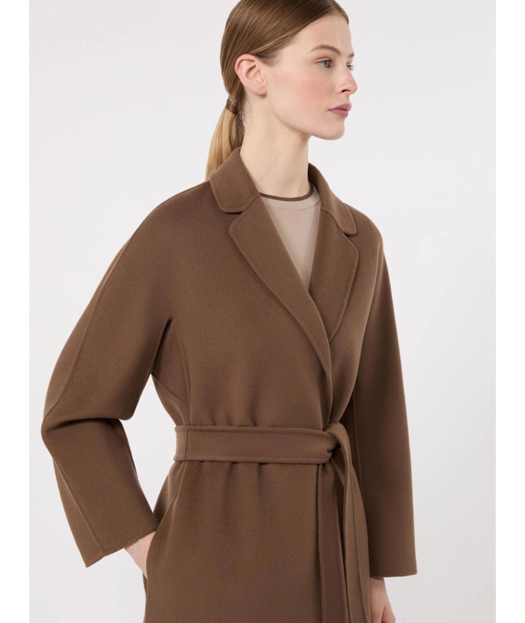'S MAX MARA Коричневое шерстяное пальто, фото 5