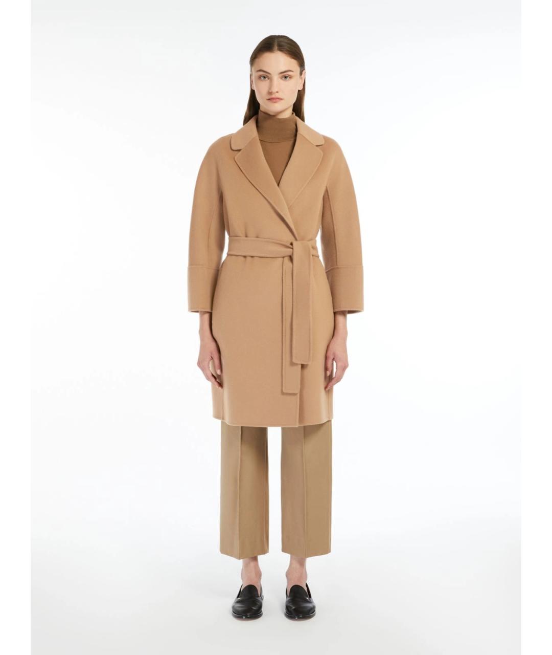 'S MAX MARA Коричневое шерстяное пальто, фото 3