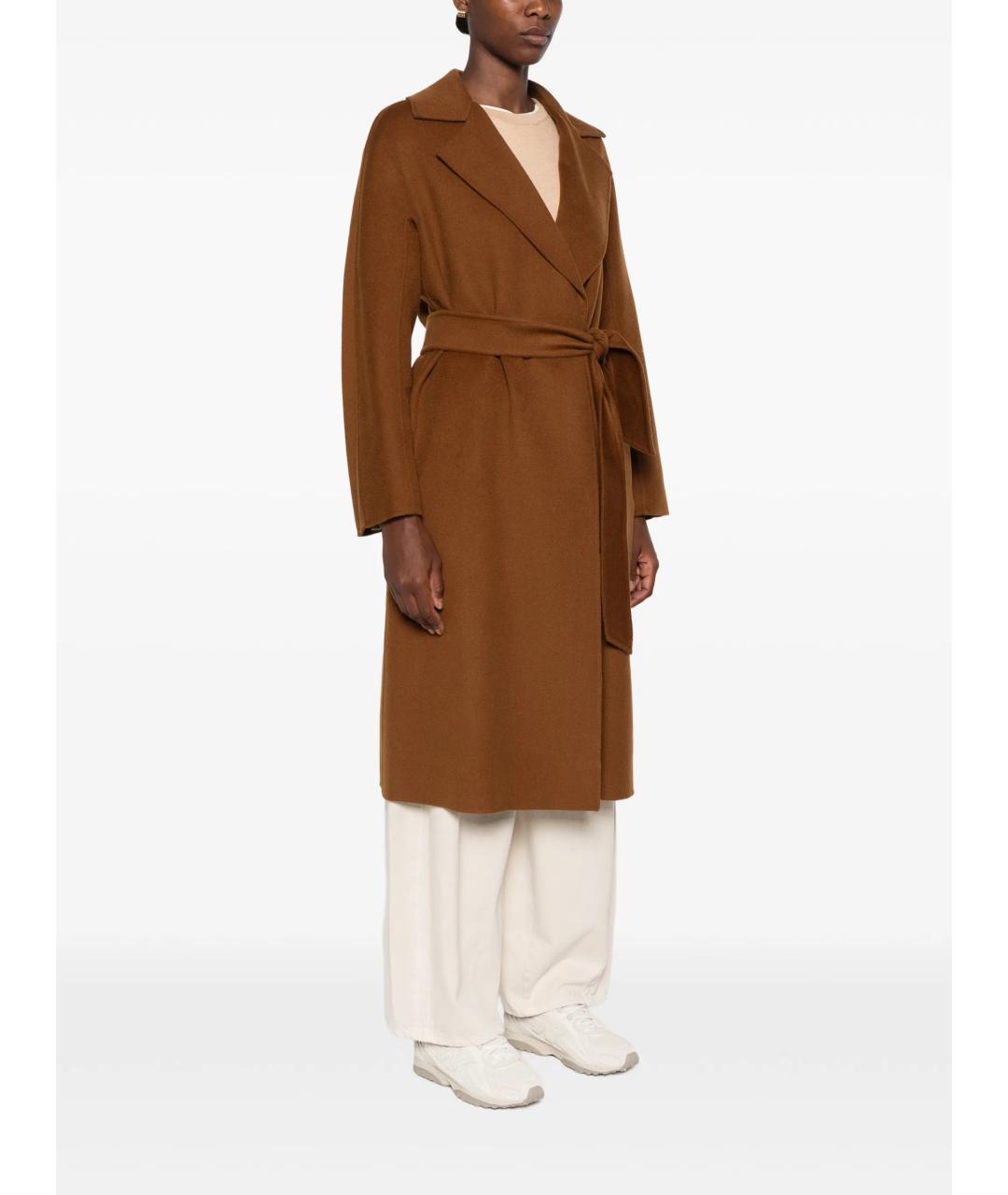 MAX MARA STUDIO Коричневое шерстяное пальто, фото 3