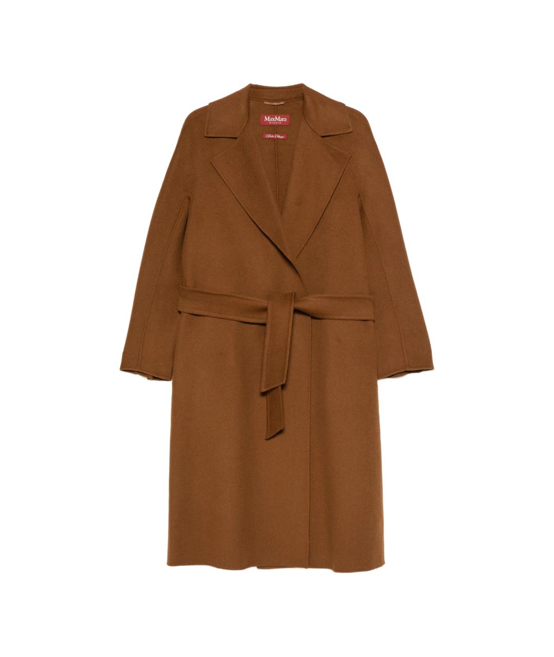 MAX MARA STUDIO Коричневое шерстяное пальто, фото 1