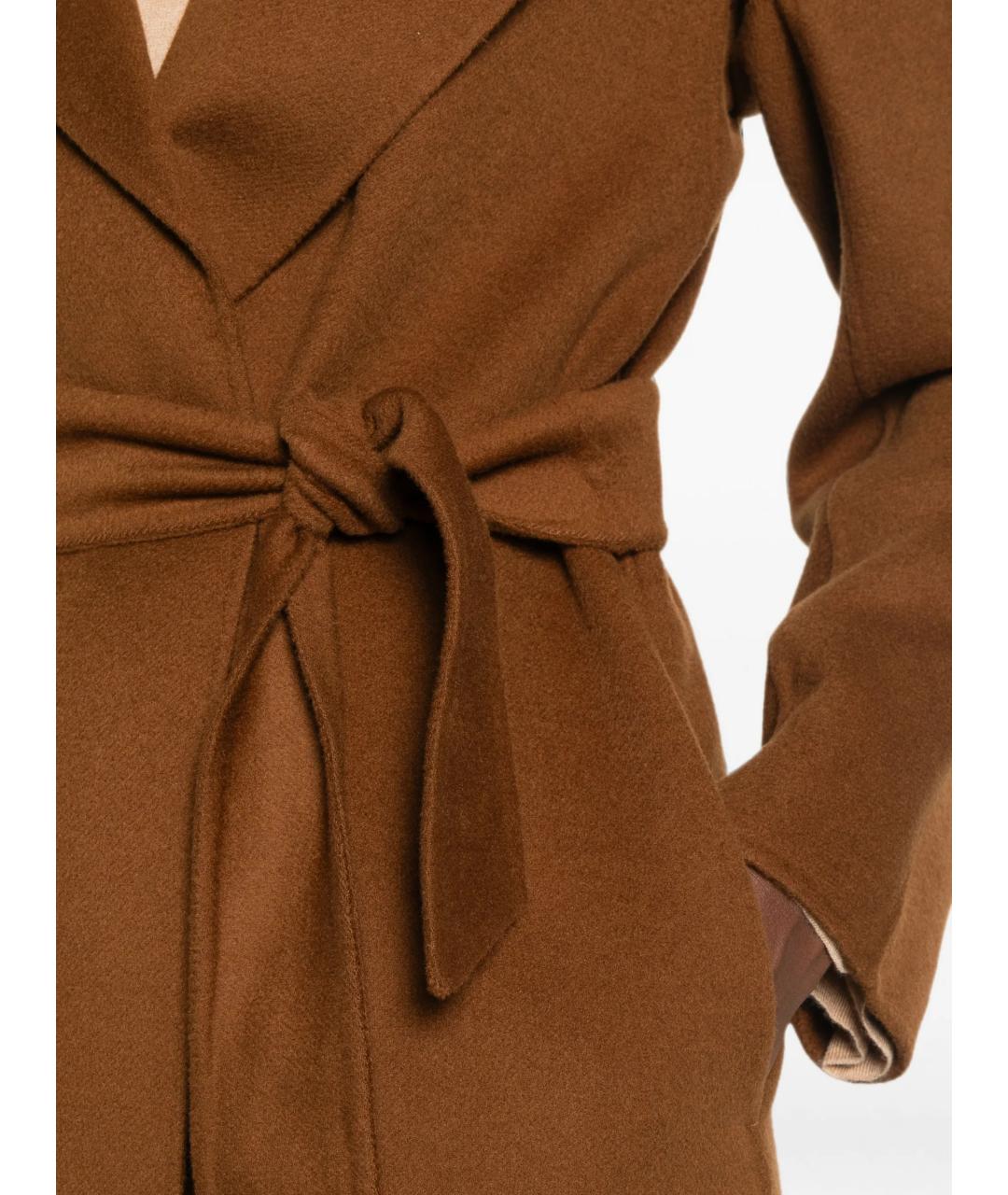 MAX MARA STUDIO Коричневое шерстяное пальто, фото 5
