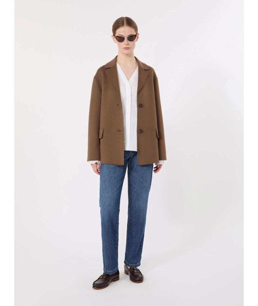 'S MAX MARA Коричневое шерстяное пальто, фото 2