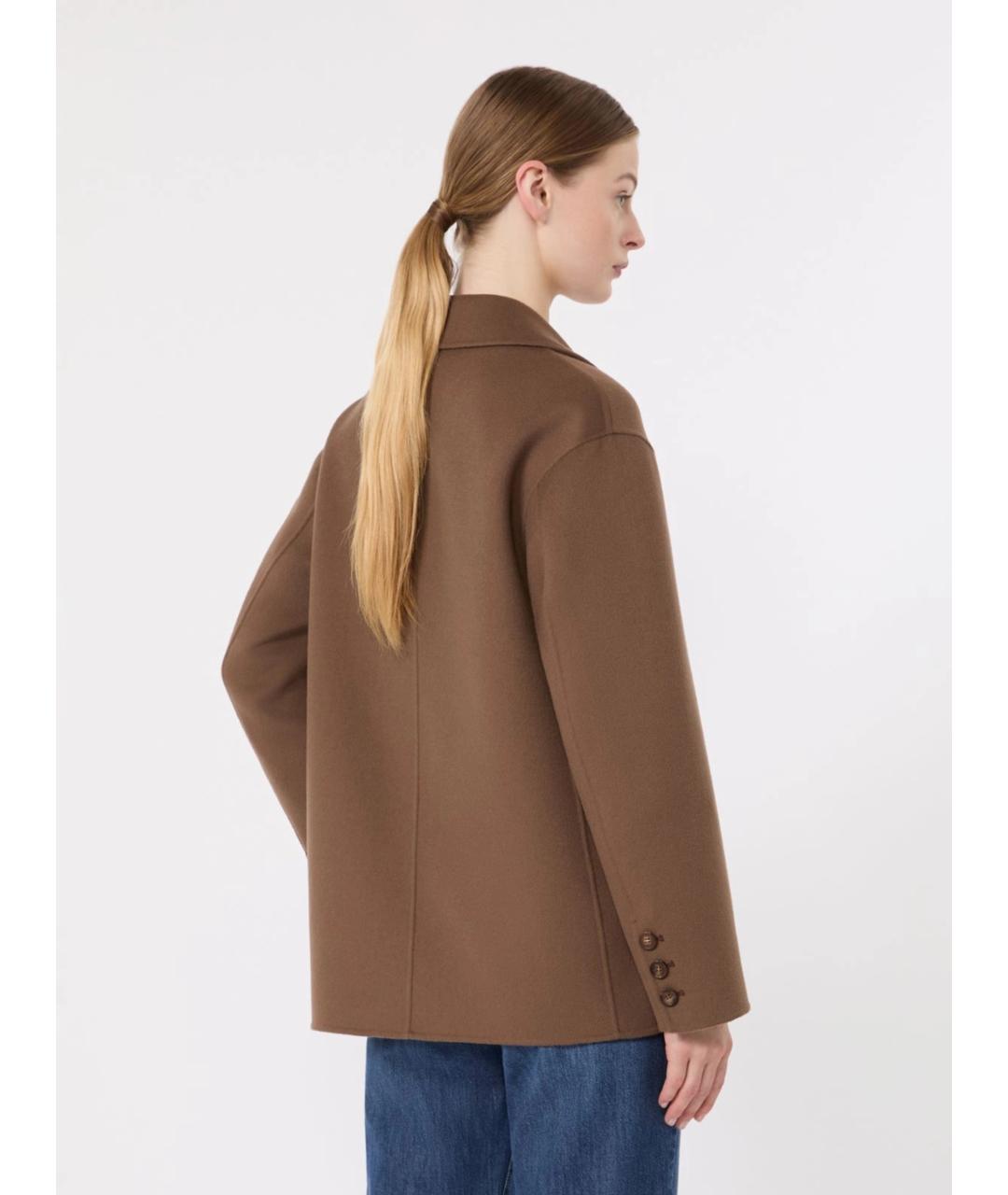 'S MAX MARA Коричневое шерстяное пальто, фото 4