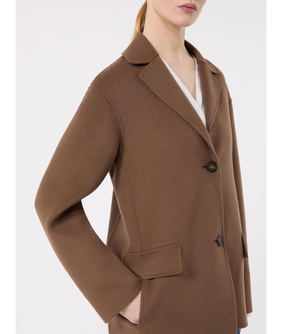 'S MAX MARA Коричневое шерстяное пальто, фото 5