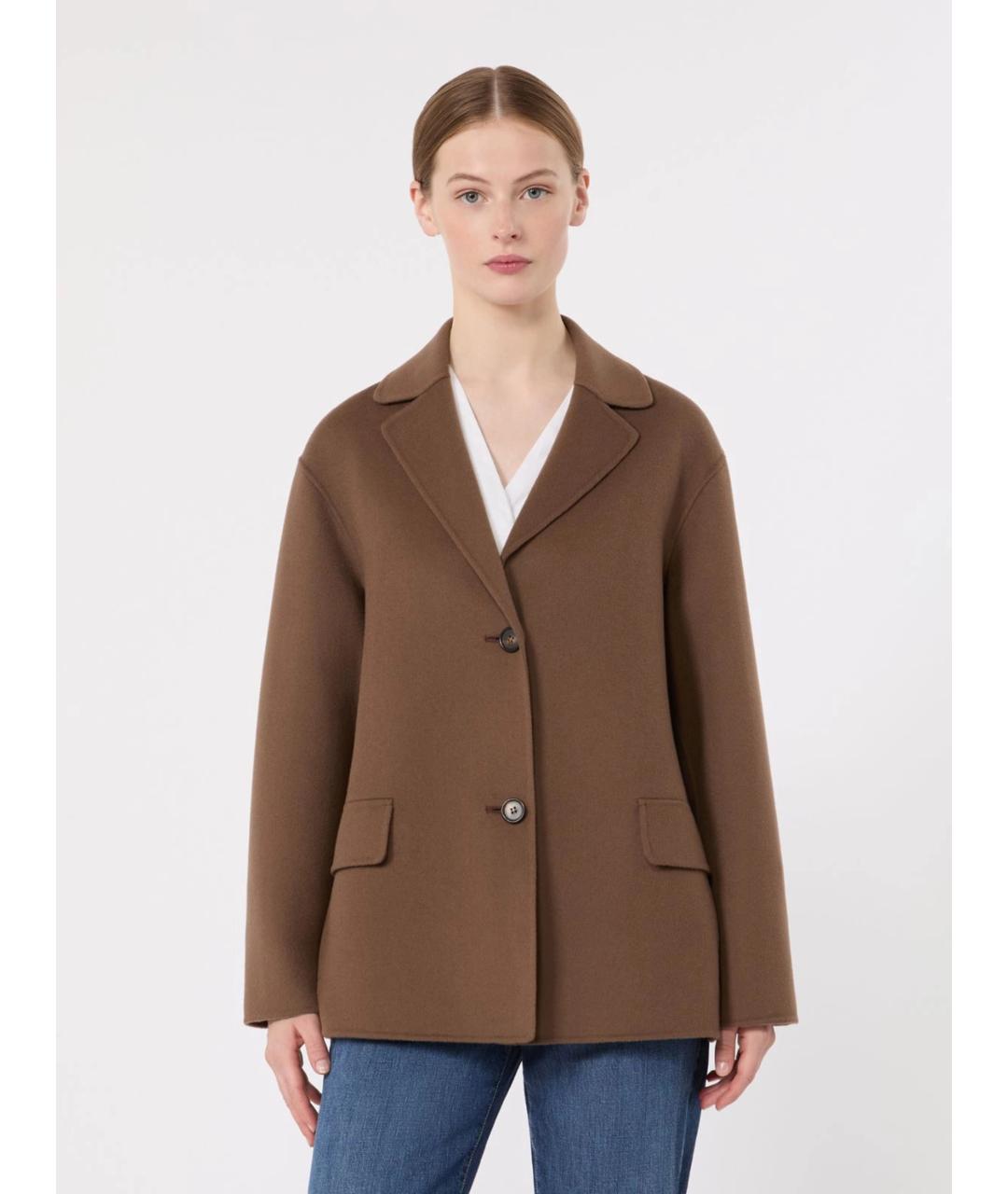 'S MAX MARA Коричневое шерстяное пальто, фото 3