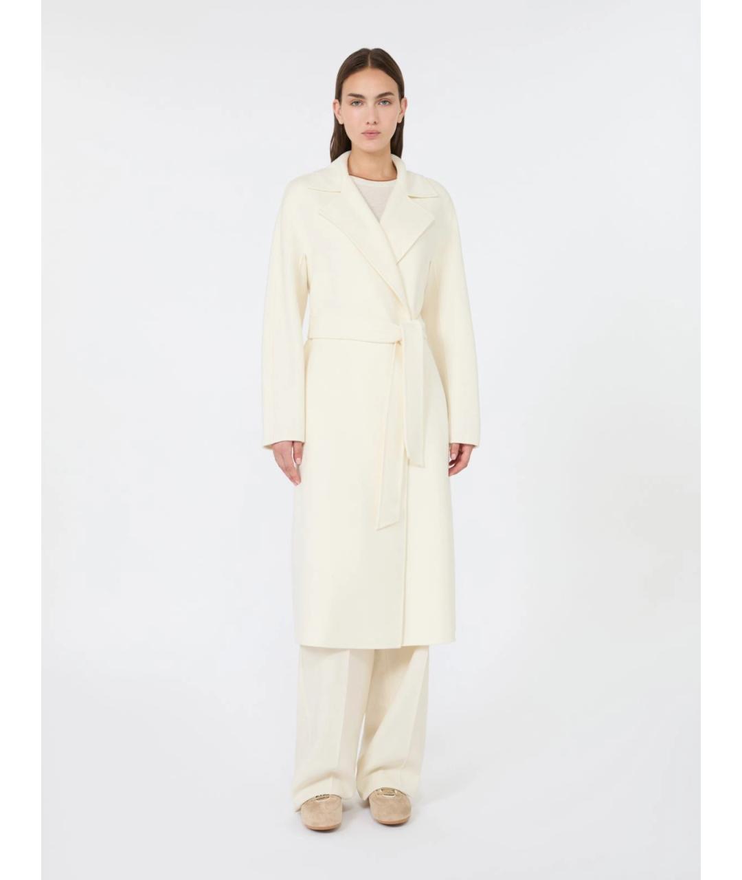 MAX MARA STUDIO Белое шерстяное пальто, фото 3