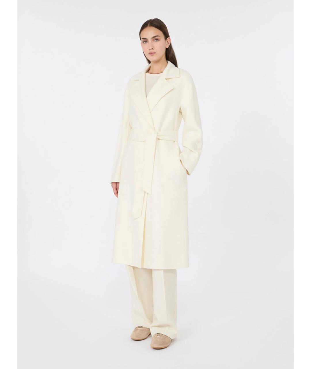 MAX MARA STUDIO Белое шерстяное пальто, фото 2