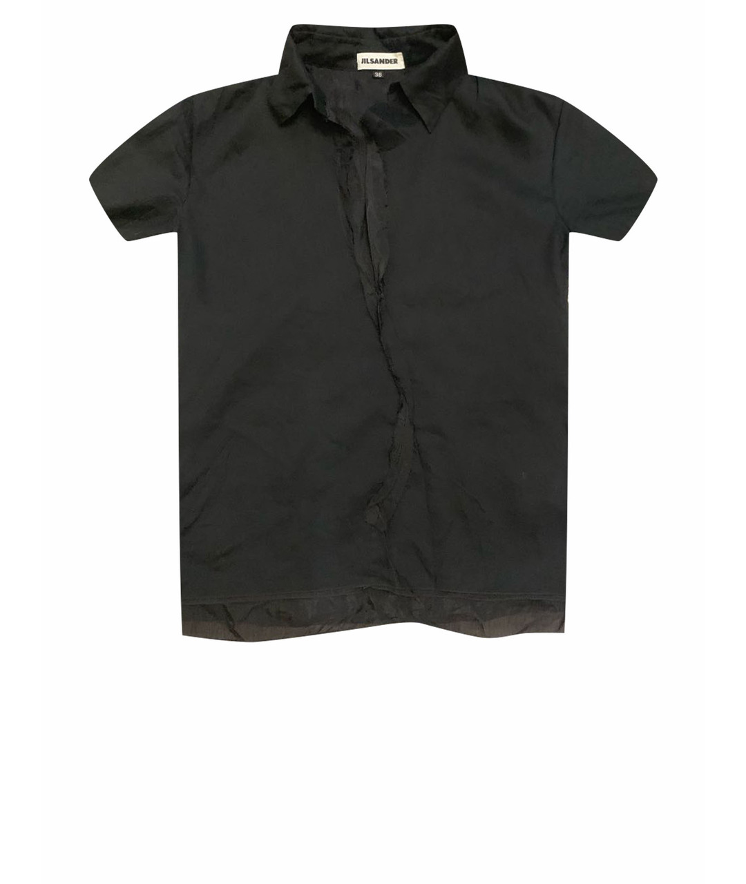 JIL SANDER Черная шелковая футболка, фото 1
