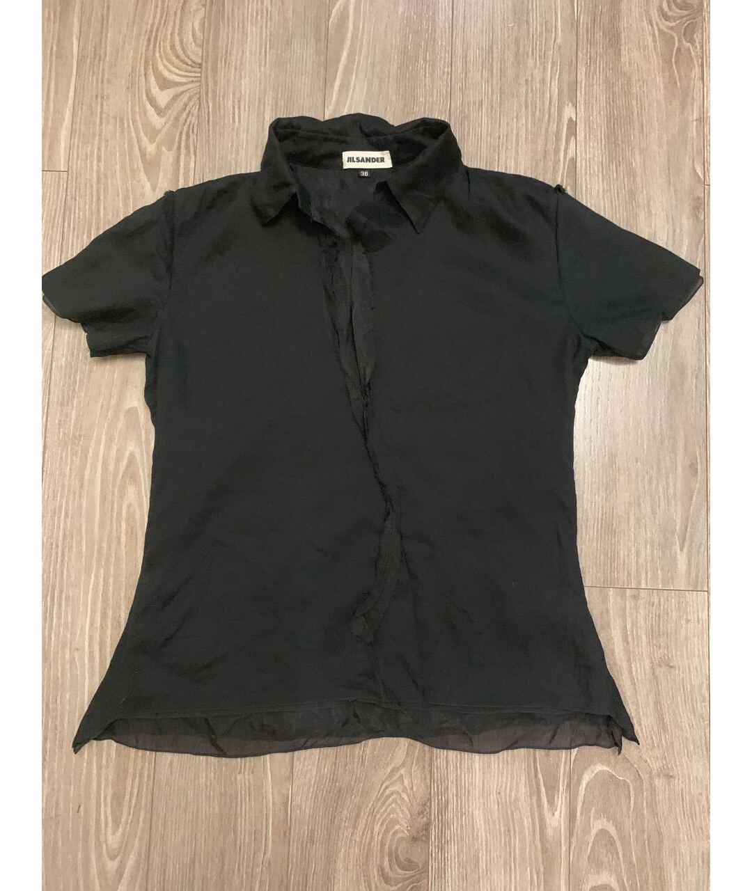 JIL SANDER Черная шелковая футболка, фото 8