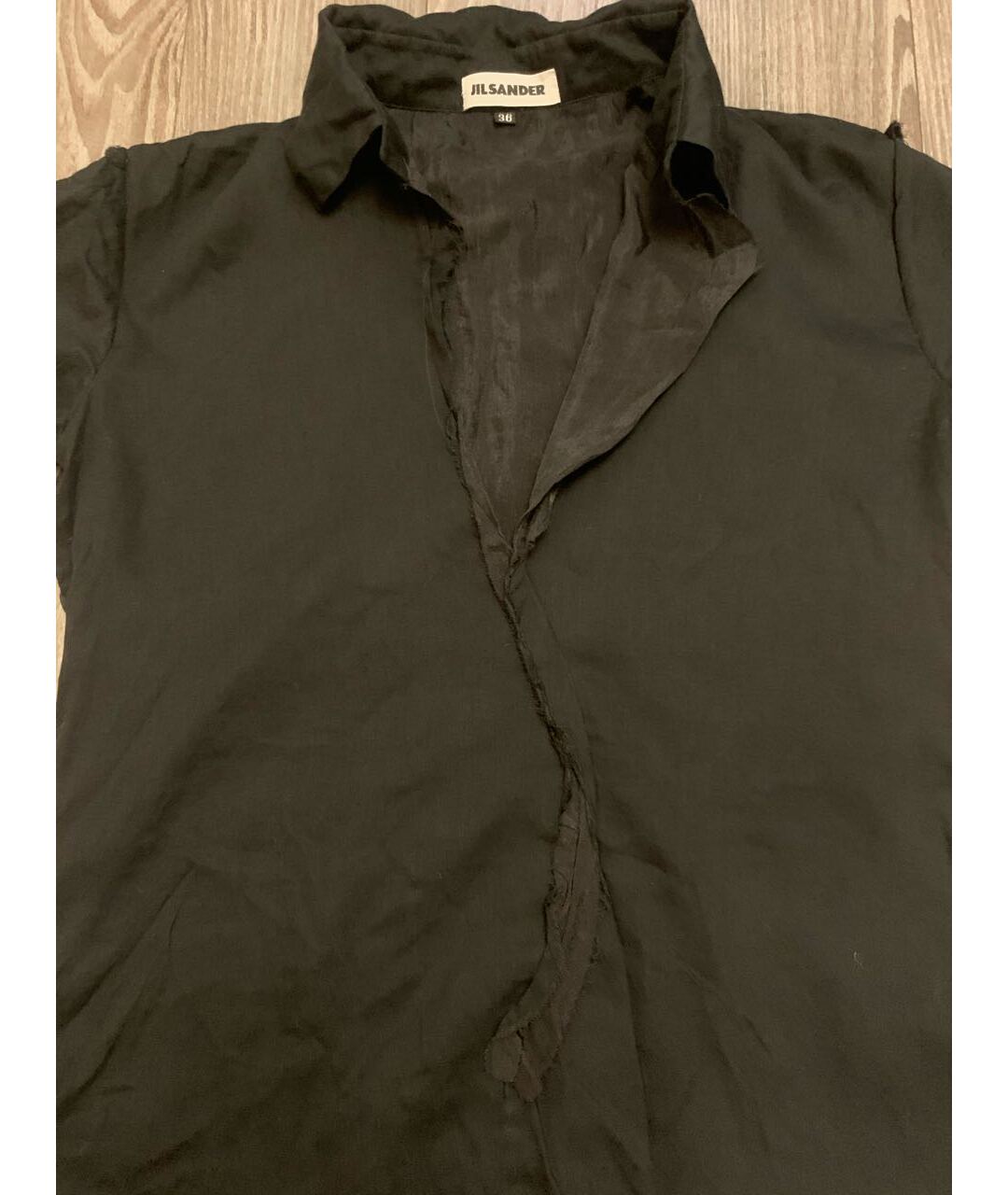 JIL SANDER Черная шелковая футболка, фото 4