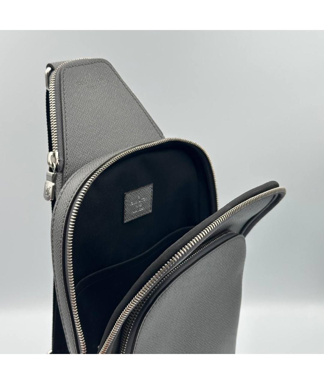 LOUIS VUITTON Серая кожаная сумка на плечо, фото 3