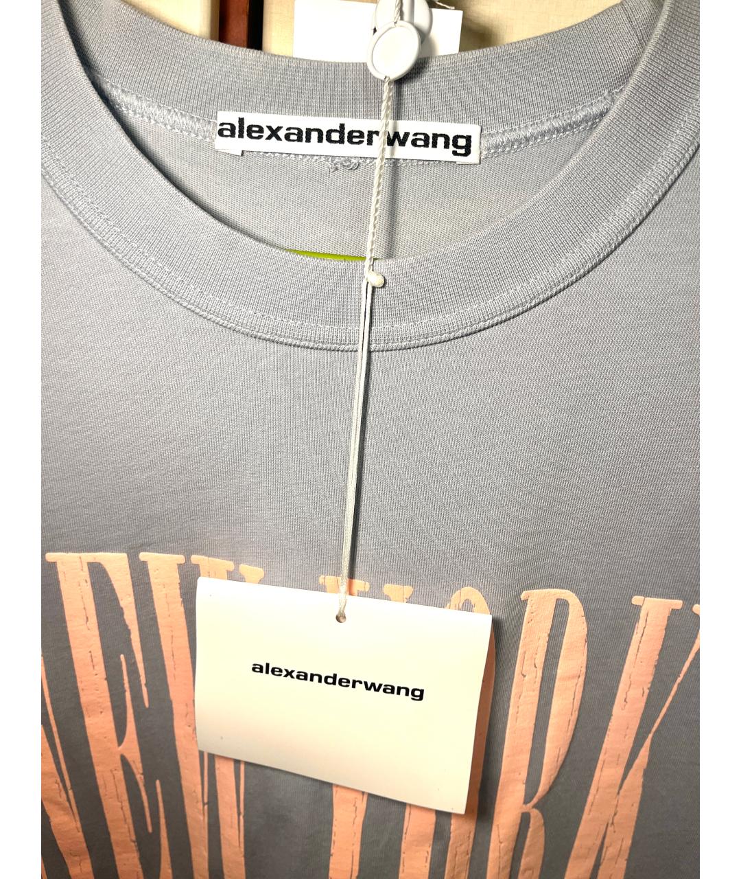 ALEXANDER WANG Серая хлопковая футболка, фото 2