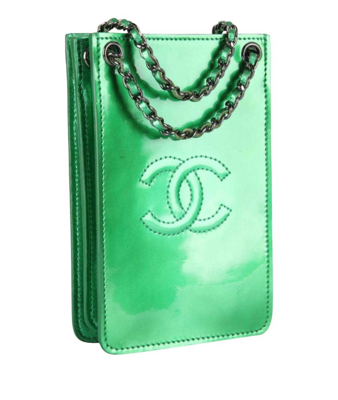 CHANEL Зеленая сумка через плечо из лакированной кожи, фото 1