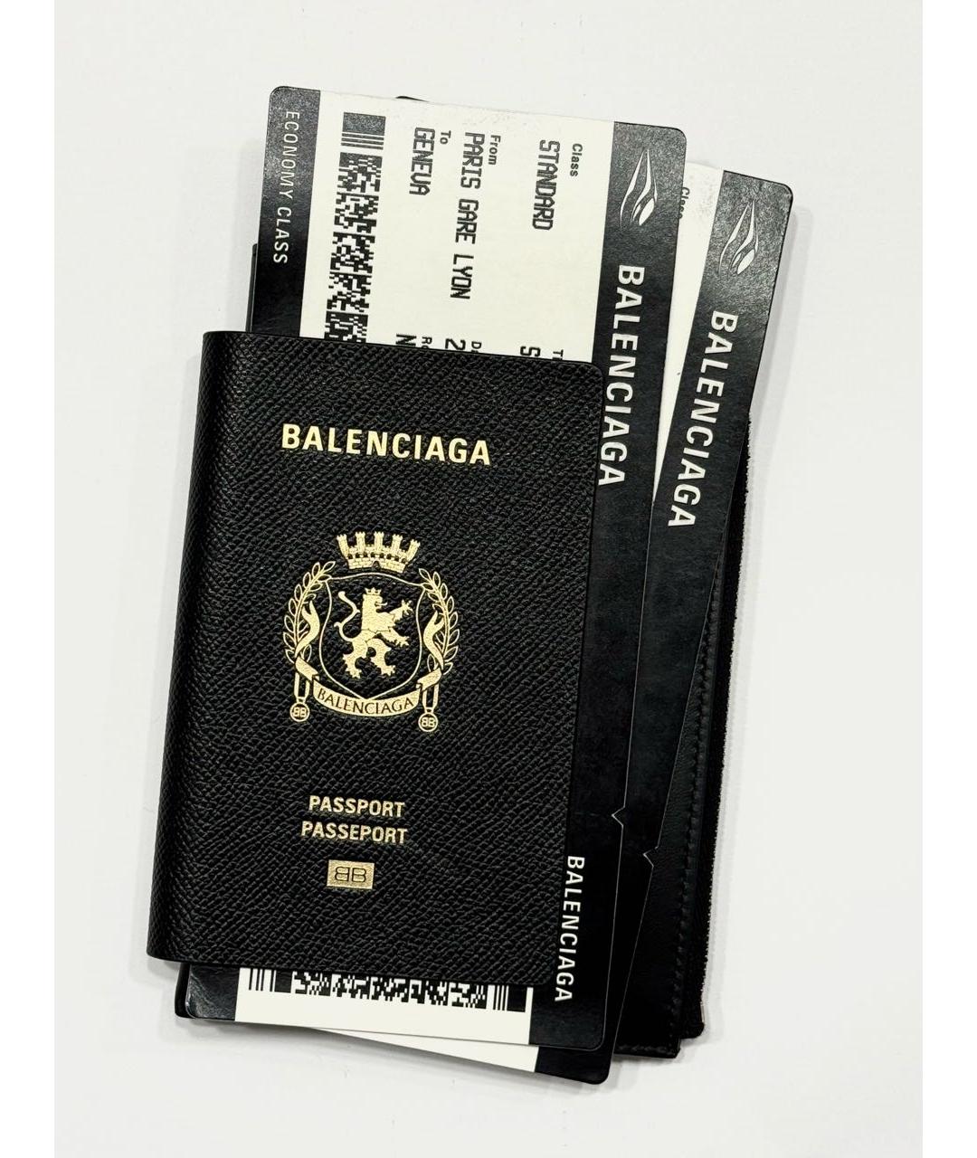 BALENCIAGA Черный кожаный кошелек, фото 5