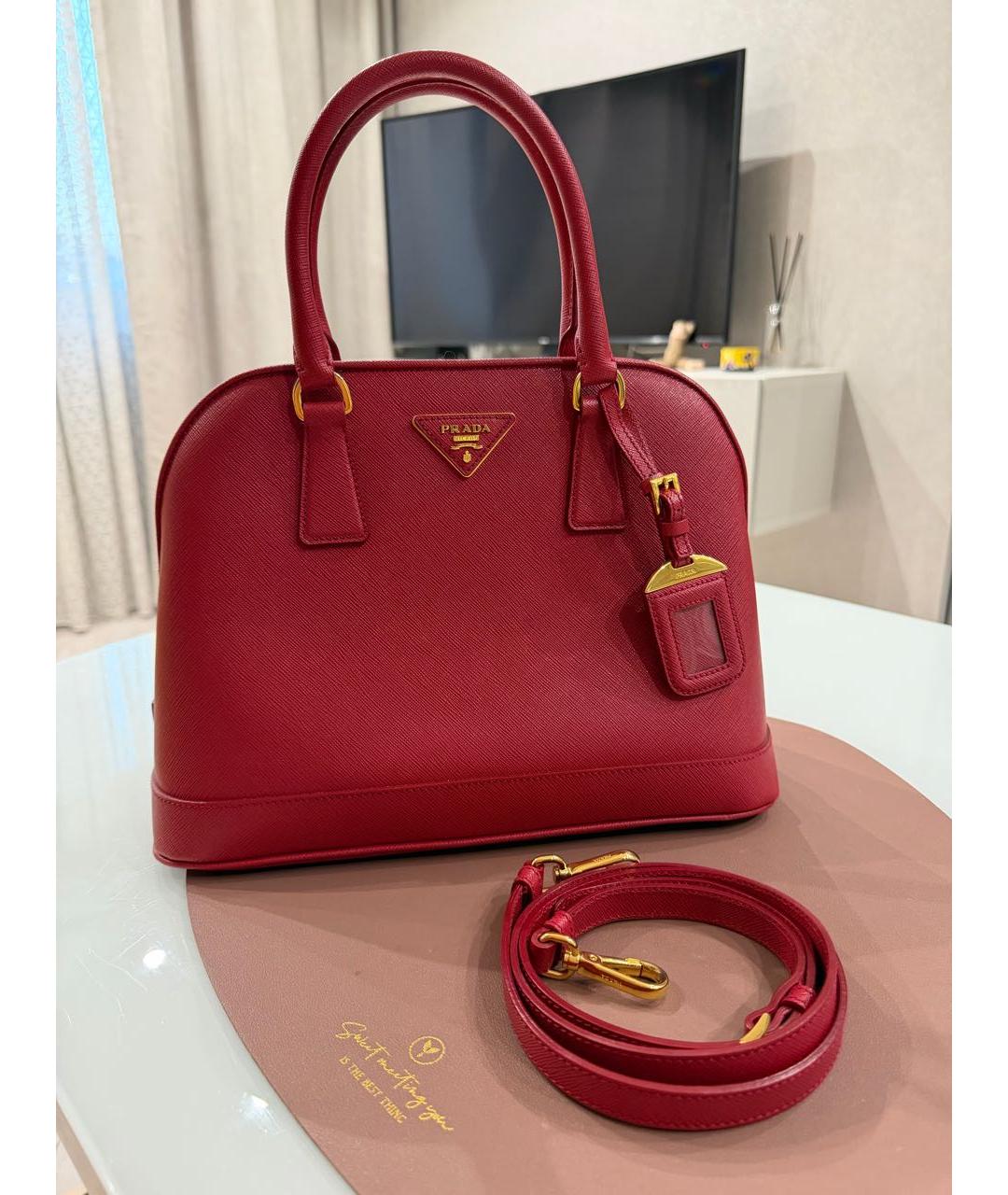 PRADA Красная кожаная сумка с короткими ручками, фото 2