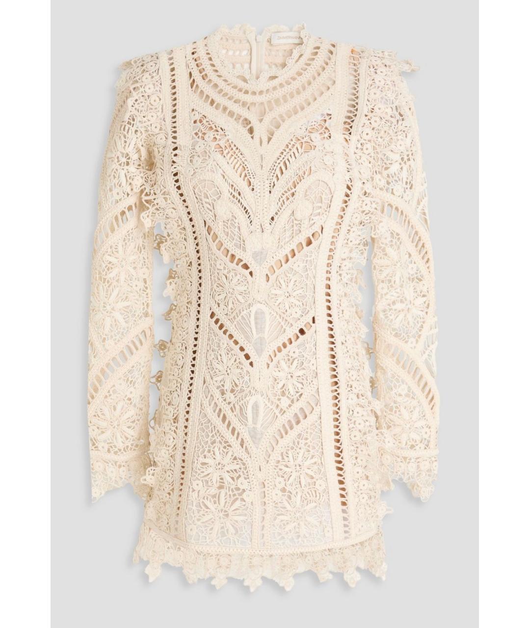 ZIMMERMANN Бежевое хлопковое коктейльное платье, фото 8