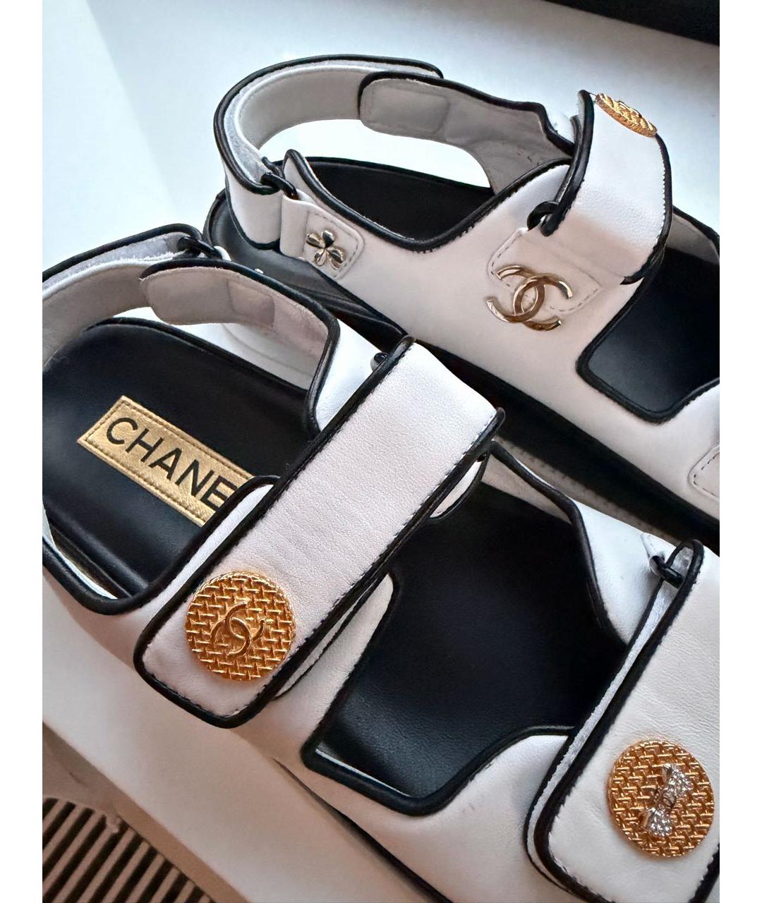 CHANEL Белые кожаные сандалии, фото 9