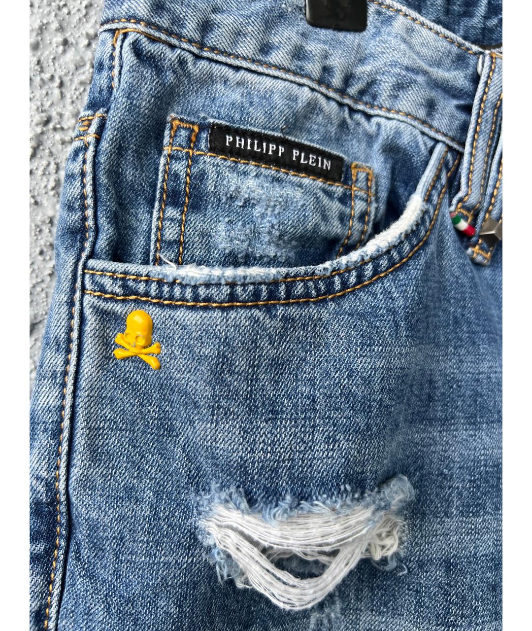 PHILIPP PLEIN Голубые хлопковые шорты, фото 3