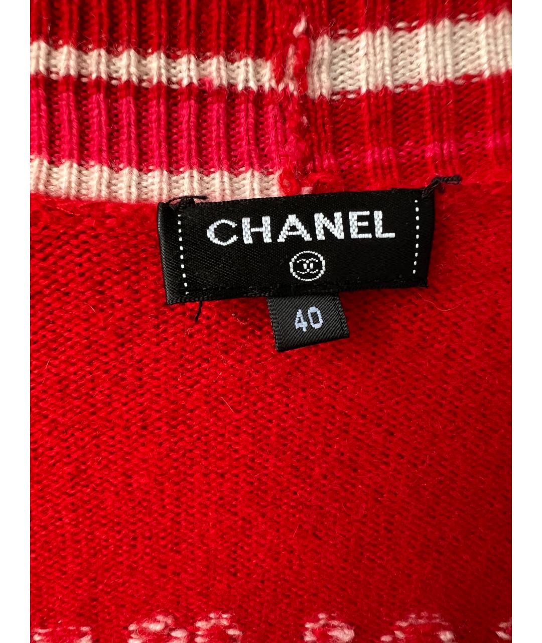 CHANEL Красный шерстяной кардиган, фото 6