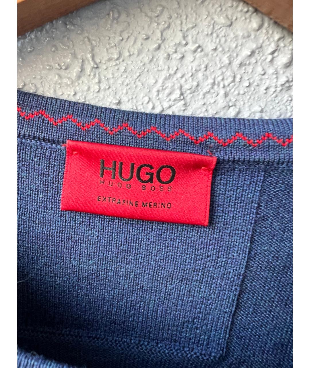 HUGO BOSS Темно-синий шерстяной джемпер / свитер, фото 2