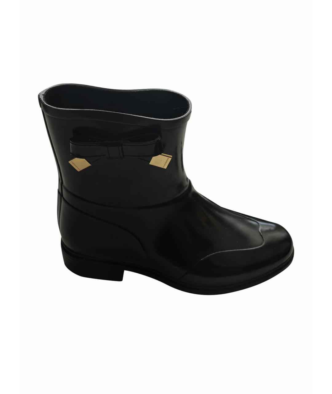 BURBERRY Черные резиновые сапоги, фото 1