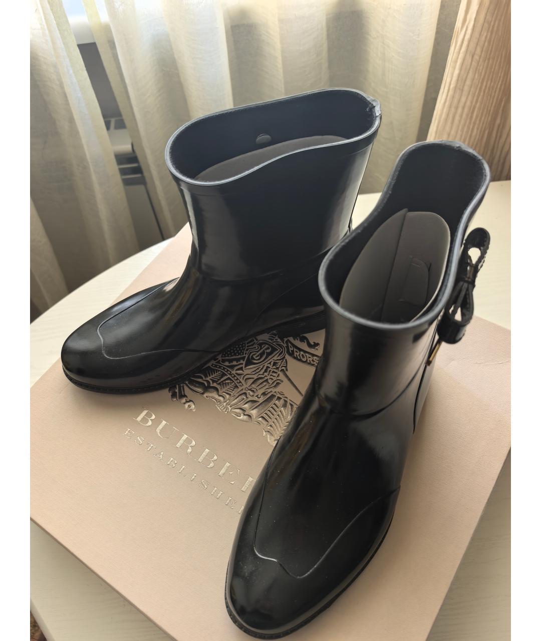 BURBERRY Черные резиновые сапоги, фото 6