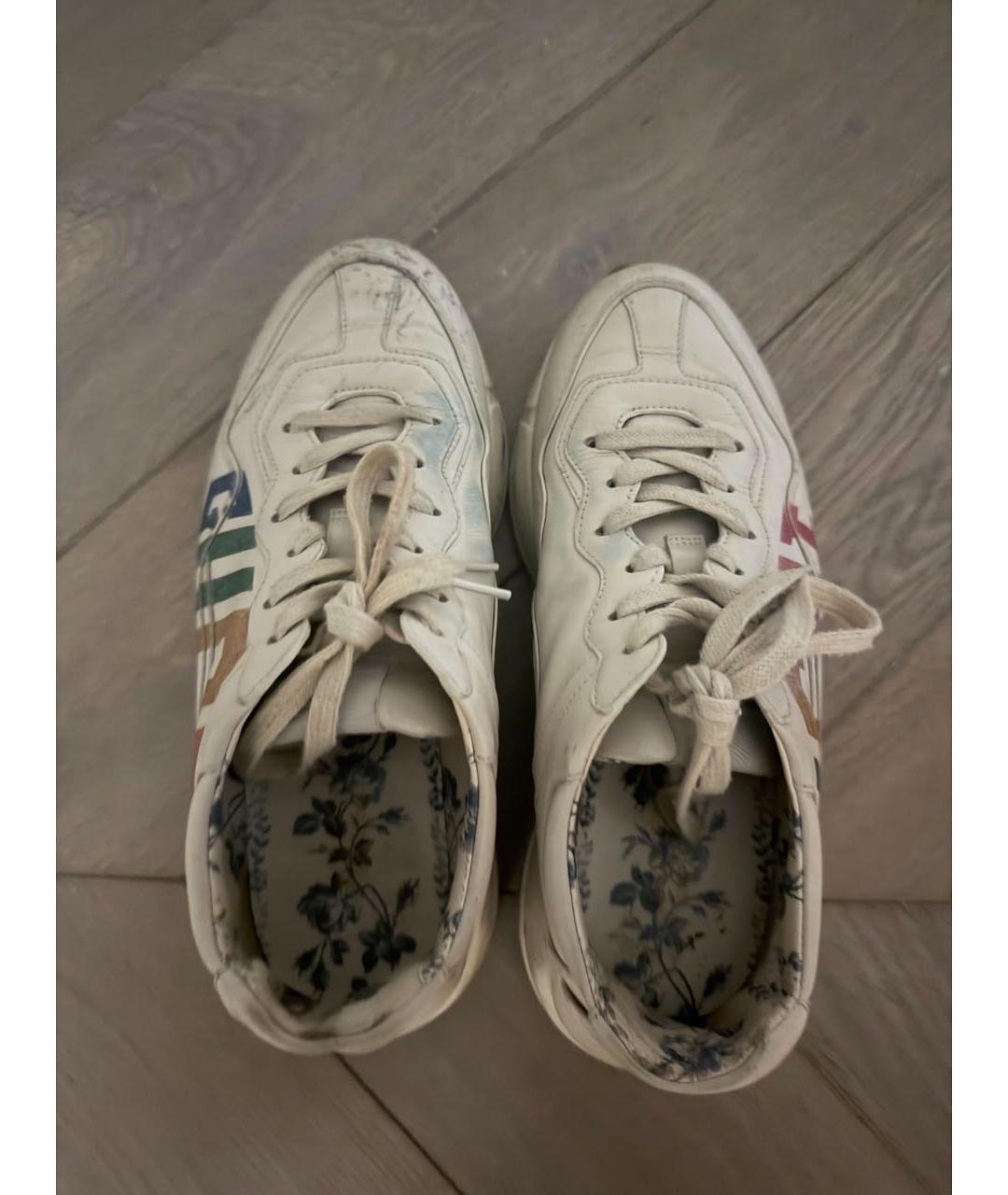 GUCCI Бежевые кожаные кроссовки, фото 3