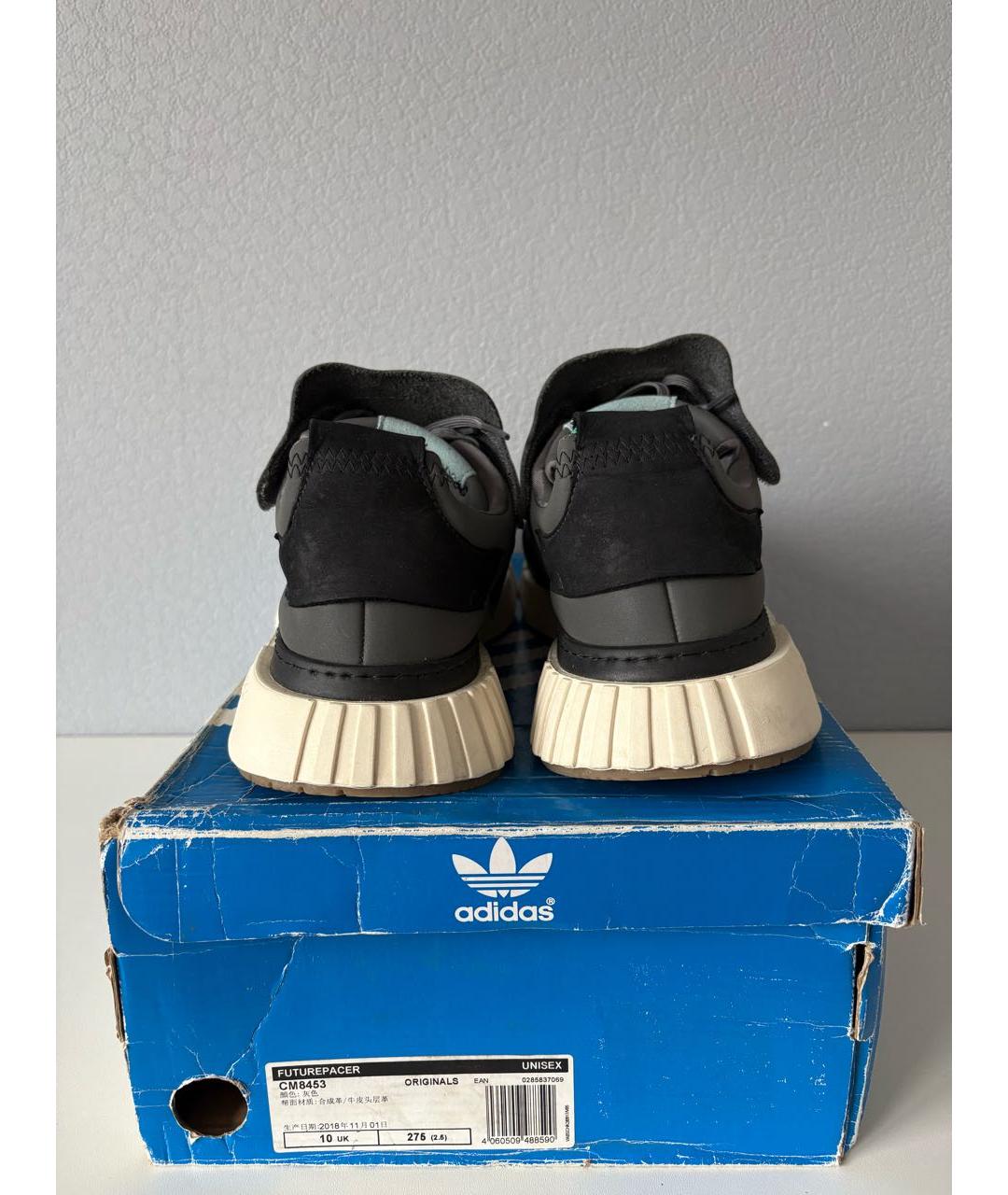 ADIDAS Антрацитовые кожаные низкие кроссовки / кеды, фото 5