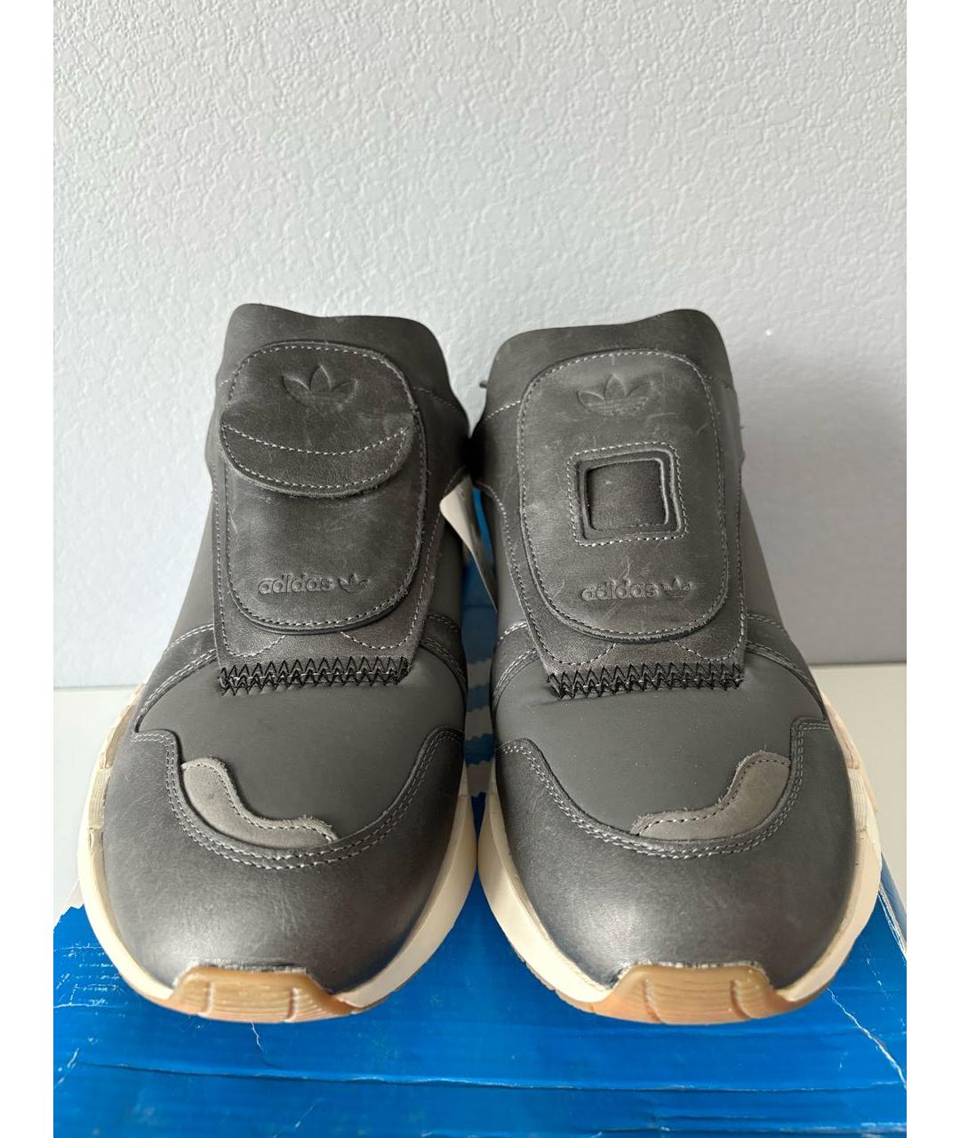 ADIDAS Антрацитовые кожаные низкие кроссовки / кеды, фото 6