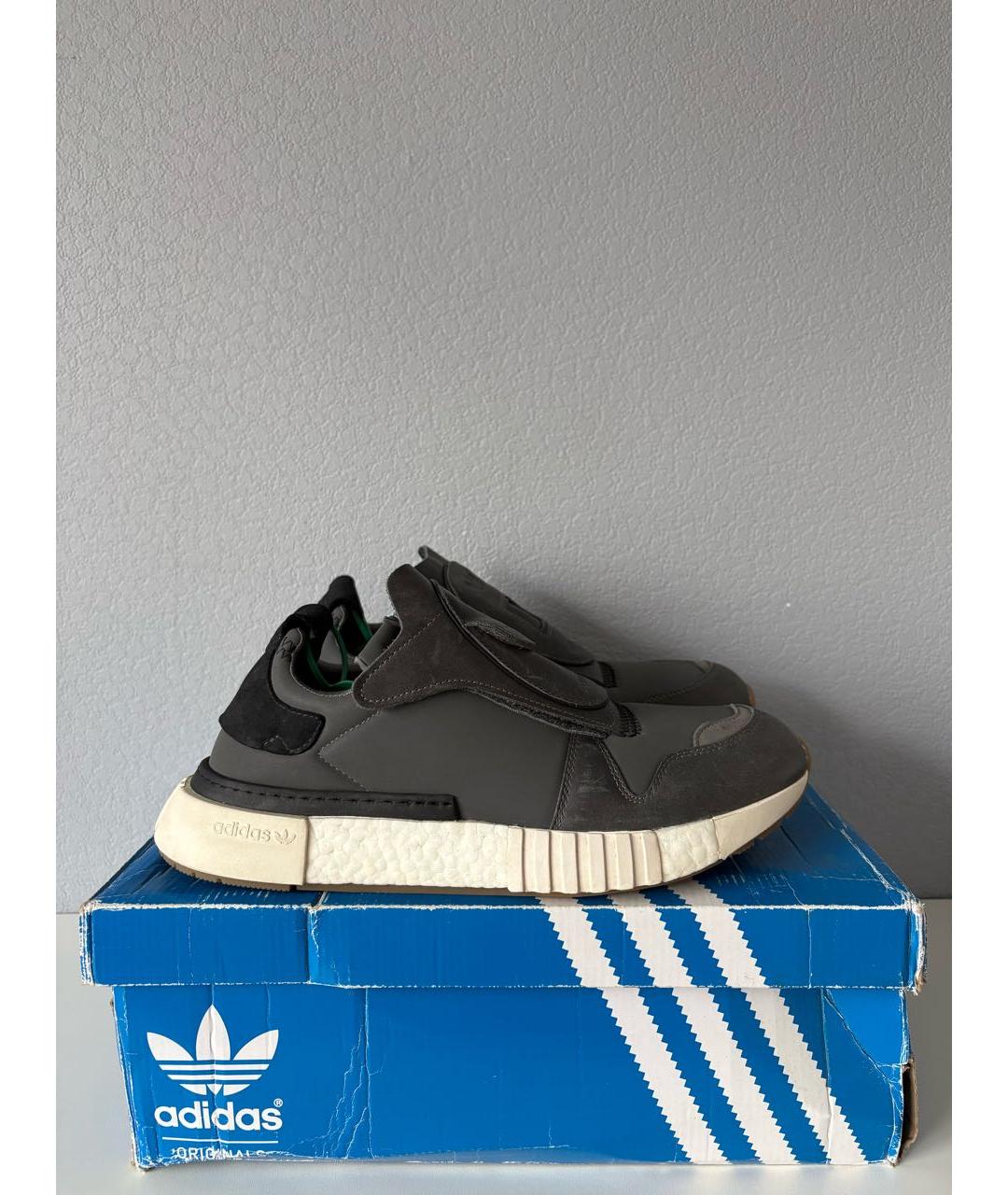 ADIDAS Антрацитовые кожаные низкие кроссовки / кеды, фото 4