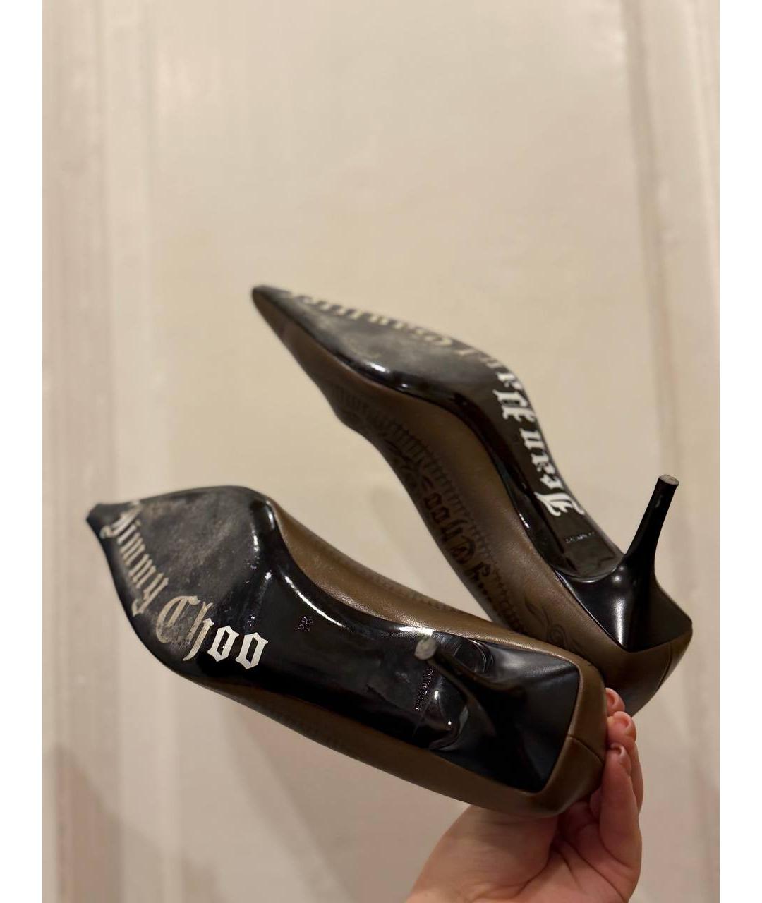 JIMMY CHOO Коричневые кожаные лодочки на низком каблуке, фото 5