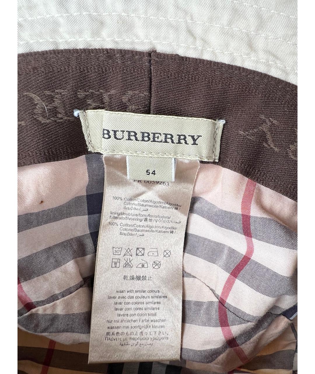BURBERRY Бежевая хлопковая панама, фото 3