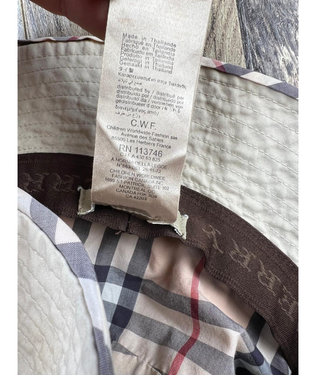 BURBERRY Бежевая хлопковая панама, фото 4