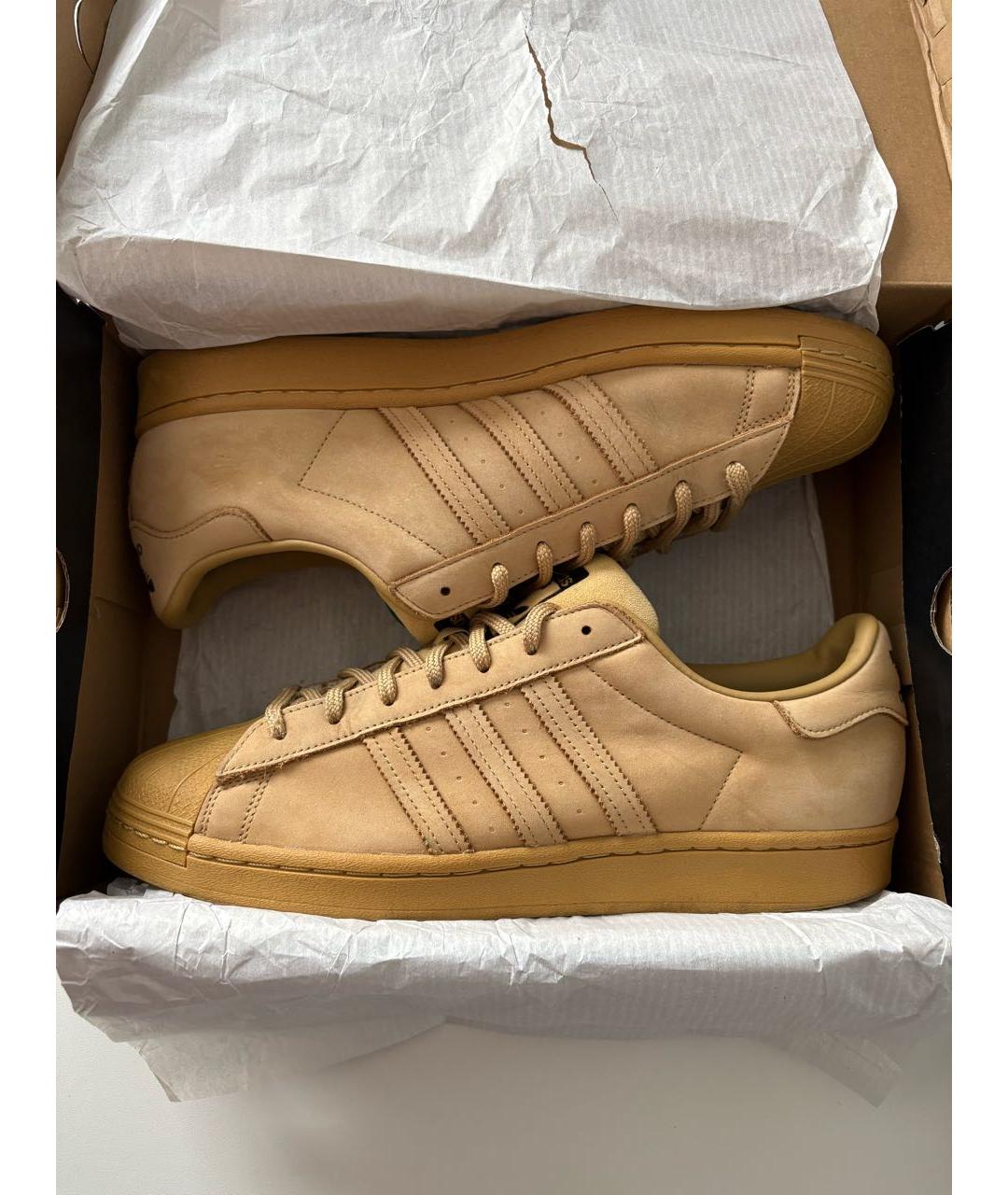 ADIDAS Бежевые замшевые низкие кроссовки / кеды, фото 2