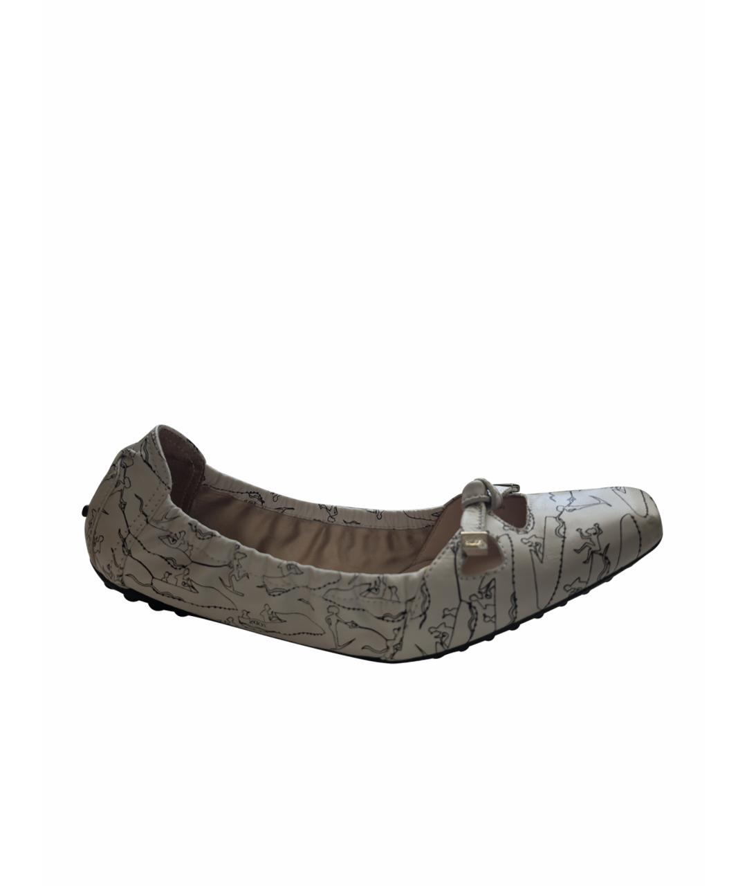 TOD'S Белые кожаные балетки, фото 1